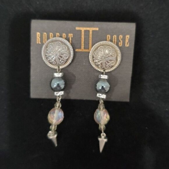 Robert Rose Runway Dangle Silver Medallion - Picture 1 of 4